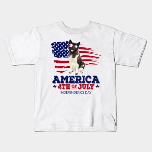 American Akita Flag USA - America 4th Of July Independence Day Kids T-Shirt